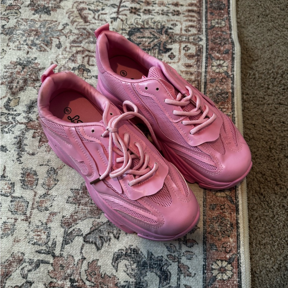 pink platform sneakers